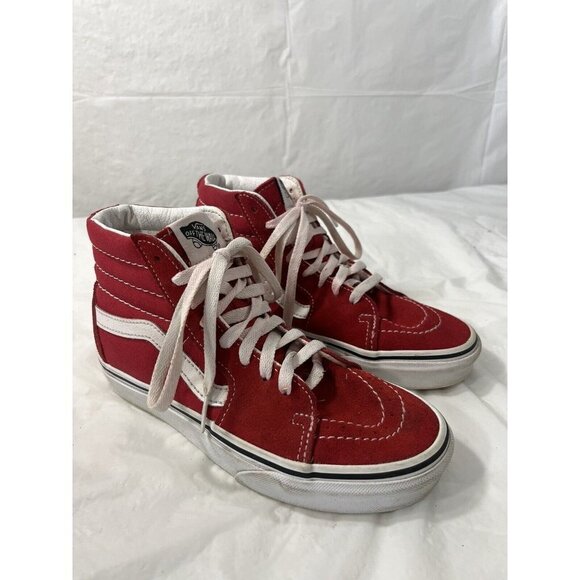 Vans Worlds #1 Skateboard Shoe Sz 5.5 High Top Old Skool Red Sneakers - Picture 1 of 10